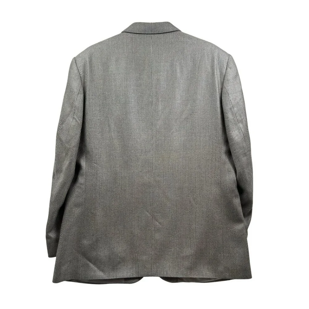 Oscar de la Renta Blazer‎ Men’s 44R Silk Wool Gray Houndstooth Sport Coat Luxury